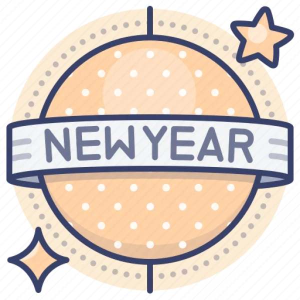 New Year Celebration Badge Icon PNG