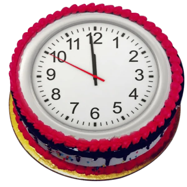 Clock on Birthday Cake PNG Transparent Background