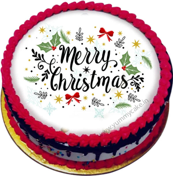 Festive Merry Christmas Cake PNG Transparent Background