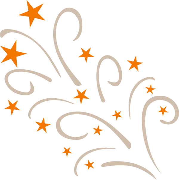 Orange Stars and Swirls Design PNG