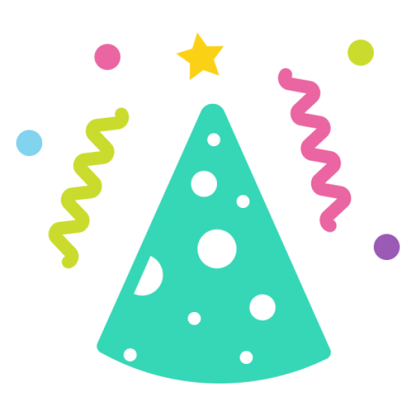 Party Hat with Confetti PNG Transparent Background