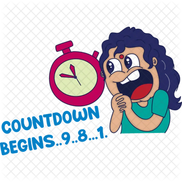 Excited Cartoon Countdown Sticker PNG