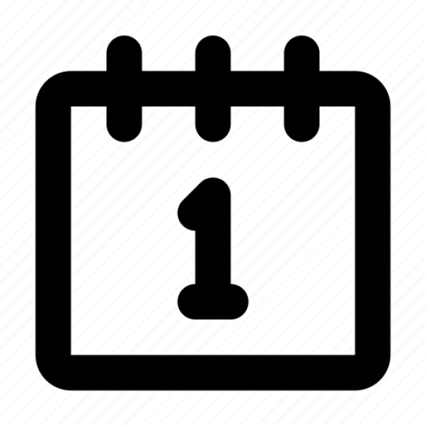 Calendar Icon with Number 1 PNG Transparent Background