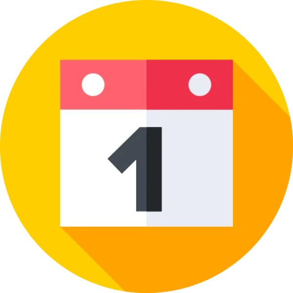 Flat Design Calendar Icon Date 1 PNG