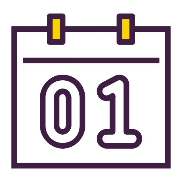 Calendar Icon Day 01 PNG Transparent Background