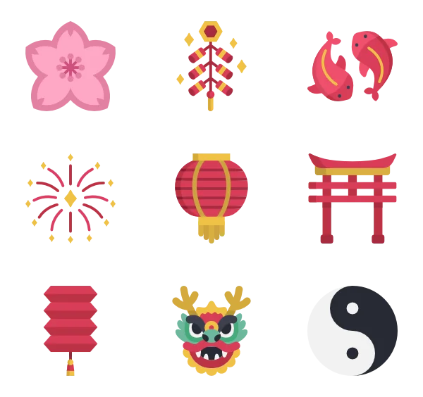 Chinese New Year Elements Icon Set PNG