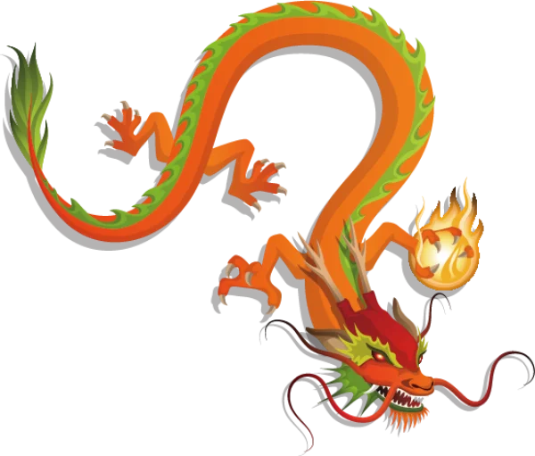 Chinese Dragon with Fireball PNG Transparent Background