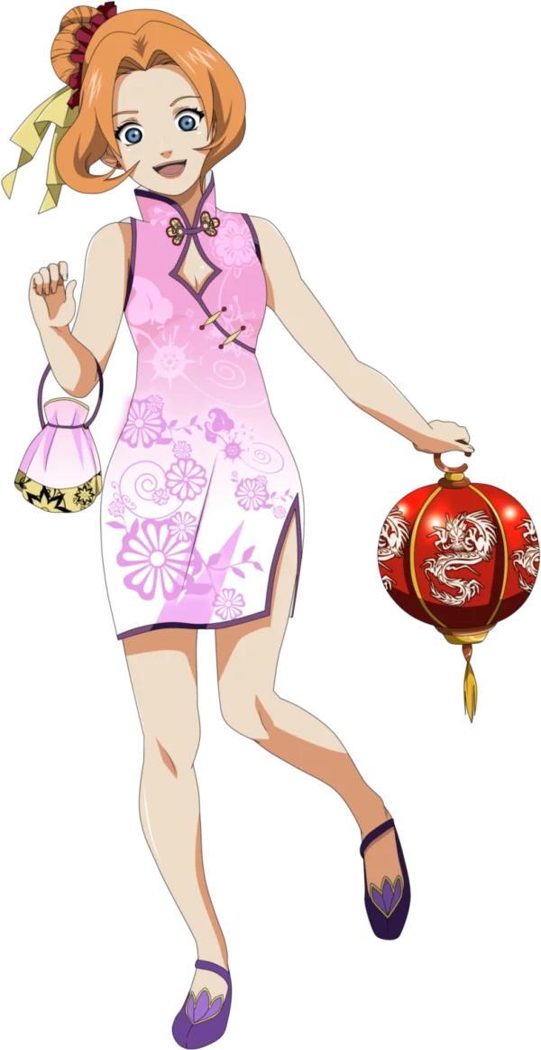 Anime Girl in Pink Cheongsam with Lantern PNG Transparent Background