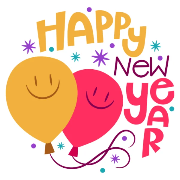 Happy New Year Balloons Sticker PNG Transparent Background