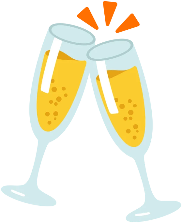 Two Champagne Flutes Toasting PNG Transparent Background