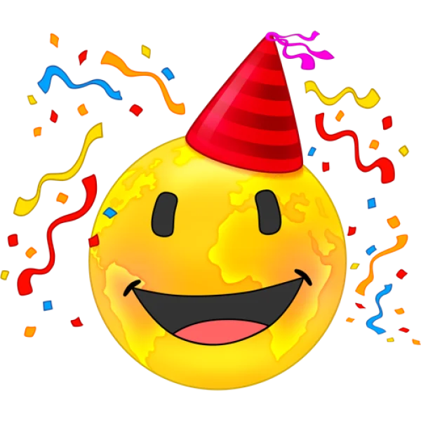 Happy Earth Party Hat with Confetti PNG