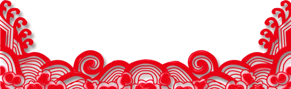 Red Traditional Asian Wave Border PNG Transparent Background