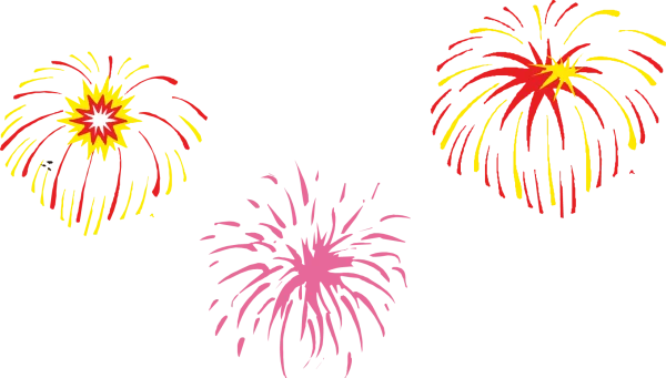Colorful Fireworks Bursts PNG Transparent Background