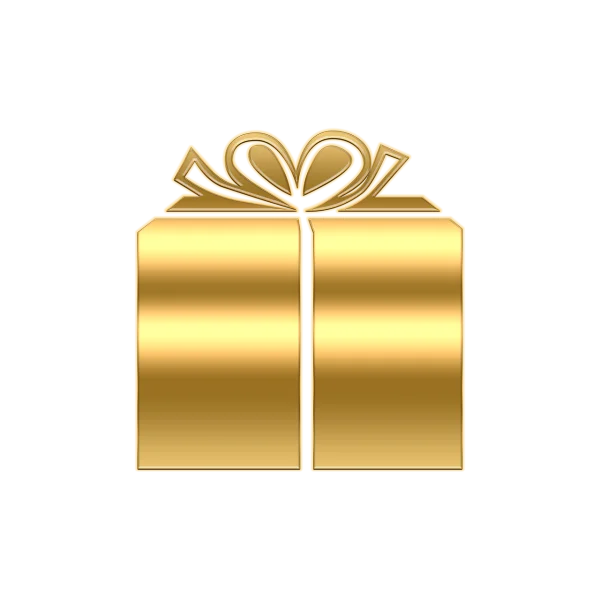 Golden Gift Box with Bow PNG Transparent Background
