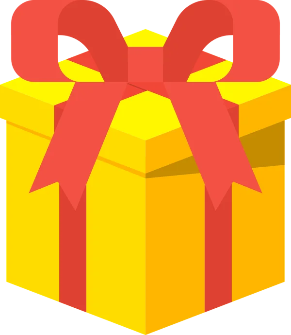 Yellow Gift Box with Red Bow PNG Transparent Background