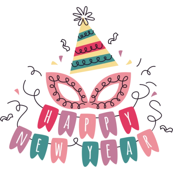 Happy New Year Party Elements PNG Transparent Background