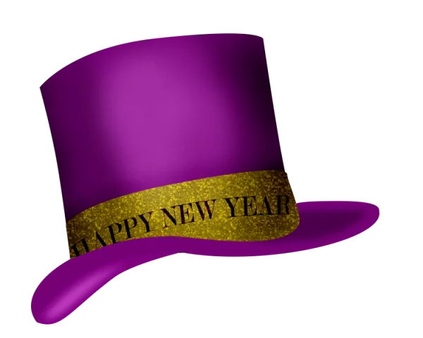 Purple Happy New Year Top Hat PNG Transparent