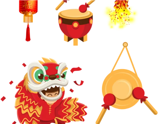 Cartoon Chinese New Year Design Elements PNG