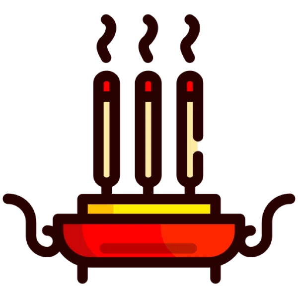 Incense Burner with Three Sticks PNG Transparent