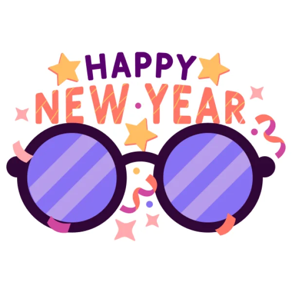 Happy New Year Party Glasses Sticker PNG