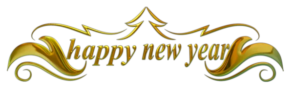 Golden Happy New Year Text Ornaments PNG