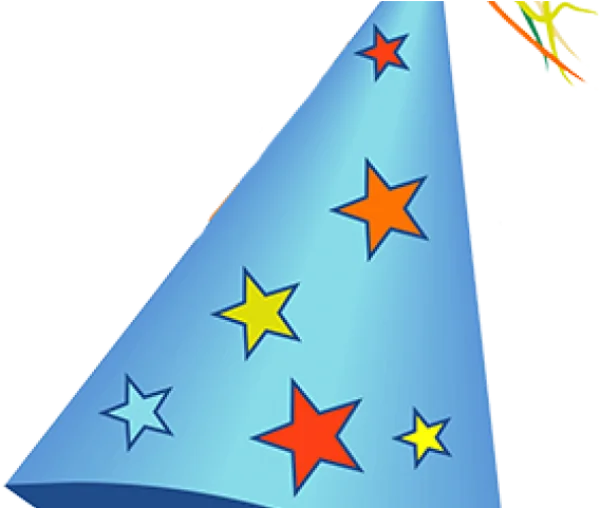 Blue Party Hat with Stars PNG Transparent Background