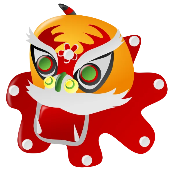 Chinese Lion Dance Head PNG Transparent Background