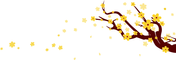 Flowering Branch with Yellow Blossoms PNG Transparent