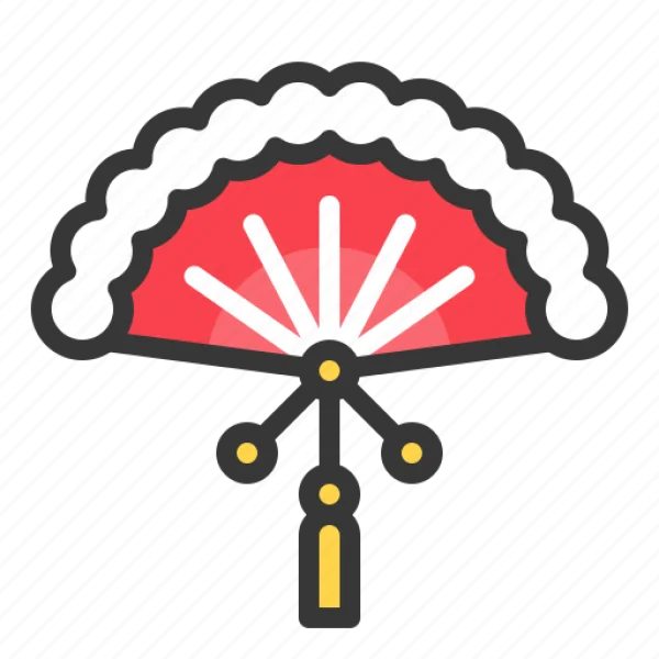 Red Asian Hand Fan Icon PNG Transparent Background