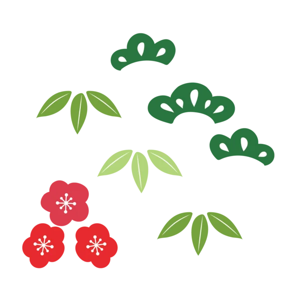 Traditional Japanese Pine Bamboo Plum Motifs PNG