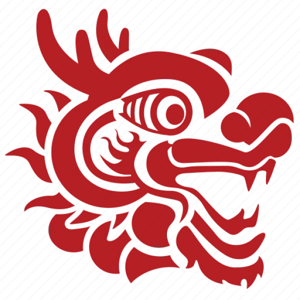 Red Stylized Dragon Head PNG Transparent Background