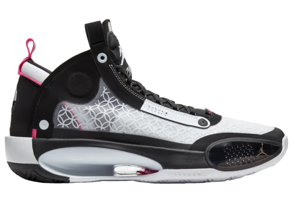 Air Jordan 34 Black White Pink Sneaker PNG