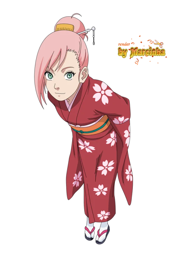 Sakura Haruno in Kimono PNG Transparent Background