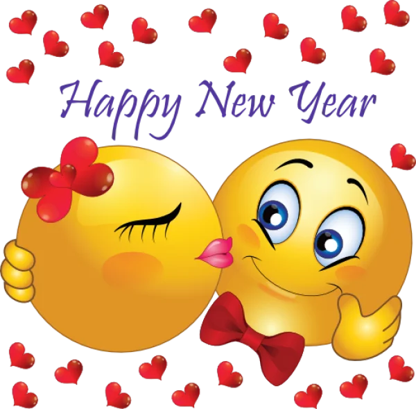 Happy New Year Kissing Emojis PNG Transparent Background