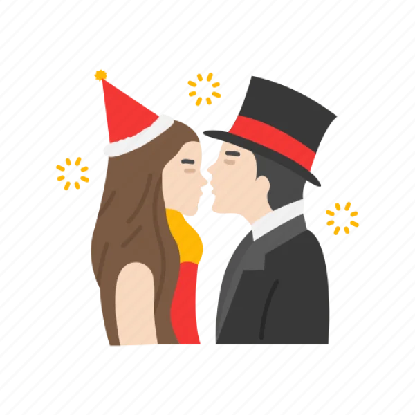 New Year's Eve Kiss Icon PNG Transparent