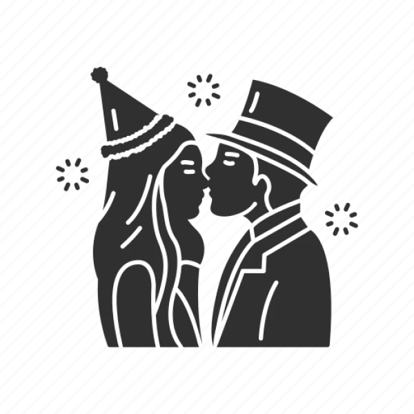 New Year's Eve Kiss Celebration PNG
