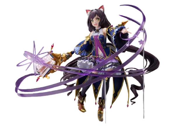 Anime Cat Girl Mage with Magic Staff PNG