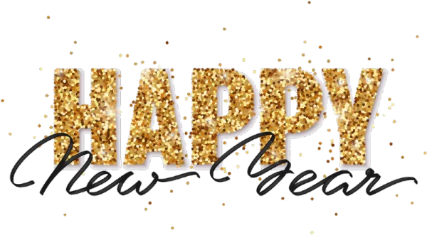 Golden Glitter Happy New Year Text PNG Transparent