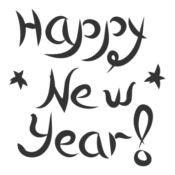 Happy New Year Calligraphy Text PNG Transparent