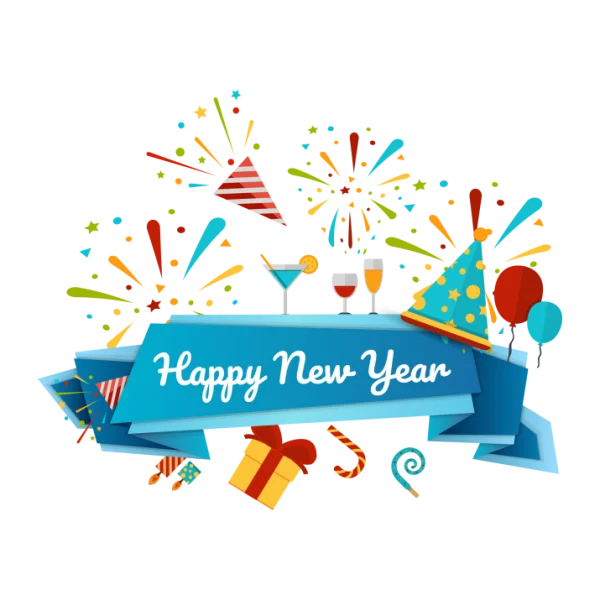Happy New Year Celebration Banner PNG Transparent