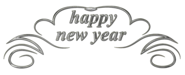 Happy New Year Silver Metallic Text PNG