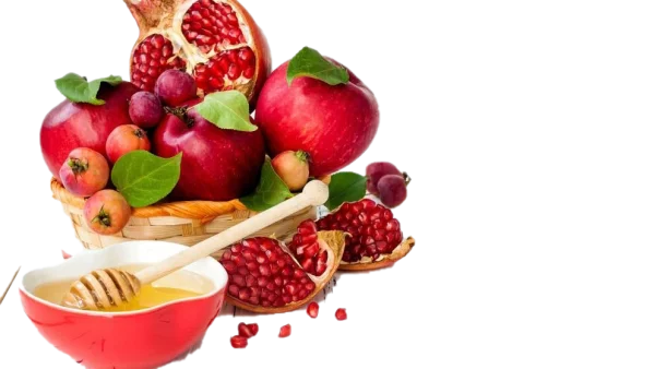 Rosh Hashanah Apples and Honey with Pomegranates PNG