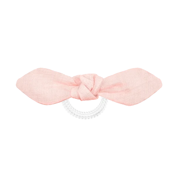 Textured Pink Bow Hair Tie PNG Transparent