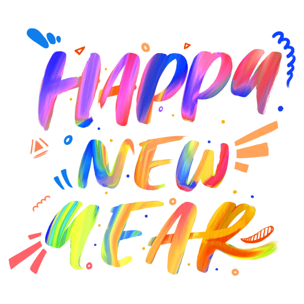 Happy New Year Brushstroke Text PNG