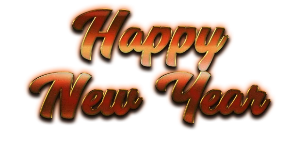 Happy New Year Text PNG with Transparent Background
