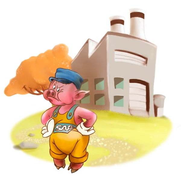 Angry Cartoon Pig Worker at Factory PNG