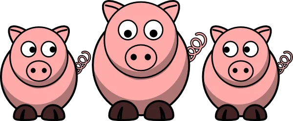 Three Cartoon Pigs Transparent Background