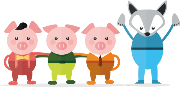 The Three Little Pigs and The Big Bad Wolf Illustration PNG
