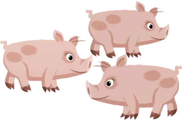 Three Cute Cartoon Pigs PNG Transparent