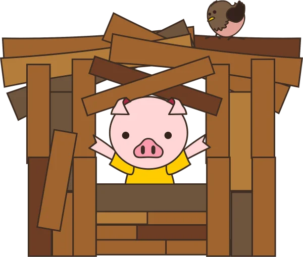 Cute Cartoon Pig in Wooden House PNG